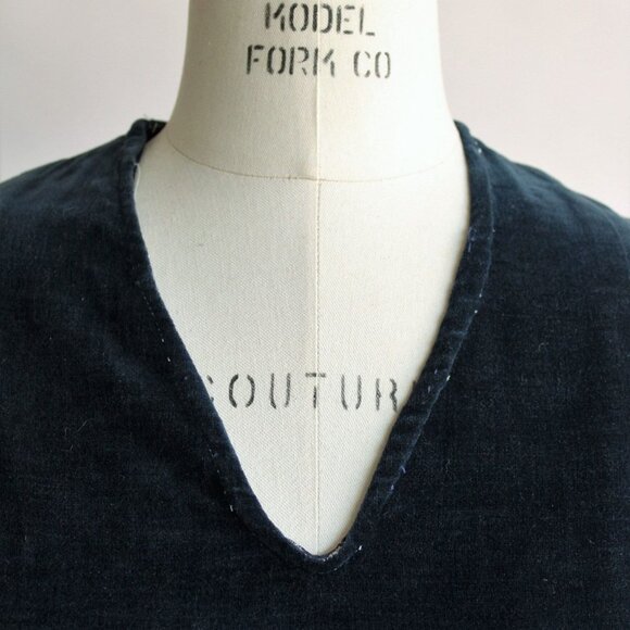 Vintage 1920s Dress with Jacket/ Navy Blue Cotton Velvet Day Dress and Bolero - Picture 3 of 10